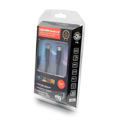 Imagem de Cabo HDMI 2.0 4K Ultra HD ELG, 5 Metros, 3D Ready, Preto - HS2050