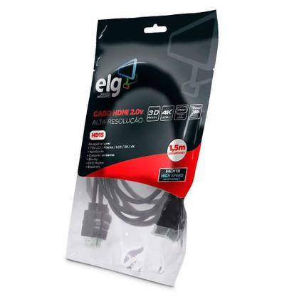 Imagem de Cabo HDMI 2.0 ELG 4K UltraHD, 3D Ready, 1.5 Metros- HD15