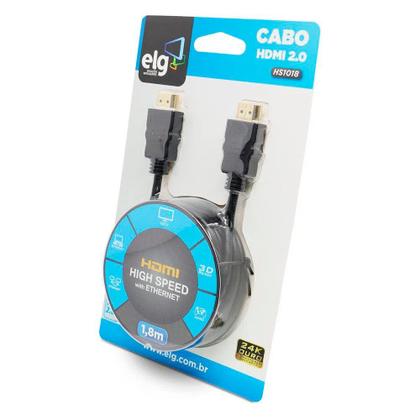 Imagem de Cabo HDMI 2.0 ELG 4K UltraHD, 3D Ready, 1.8 Metro - HS1018