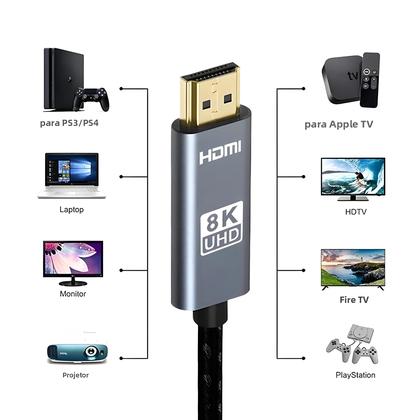 Imagem de Cabo HDMI 2.1 8K 60Hz 4K 120Hz 48Gbps Ultra Alta Velocidade HDR Para TV HD Projetor Laptop PS4 PS5
