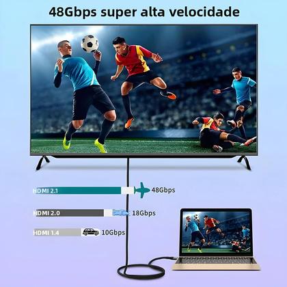 Imagem de Cabo HDMI 2.1 8K 60Hz 4K 120Hz 48Gbps Ultra Alta Velocidade HDR Para TV HD Projetor Laptop PS4 PS5
