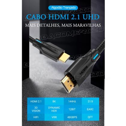 Imagem de Cabo Hdmi 2.1 8k Gold Ultra Hd Para Consoles Monitor 2 Metros