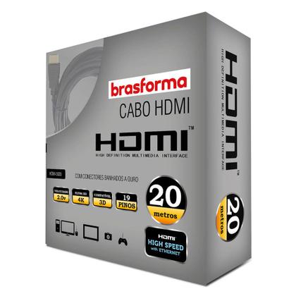 Imagem de Cabo hdmi 20 metros 2.0 4k 3d 1080p hdmi-5020 brasforma