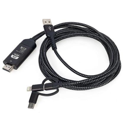 Imagem de Cabo HDMI 3 em 1 Tipo-C Lightning MicroUSB/V8 TV/Projetor
