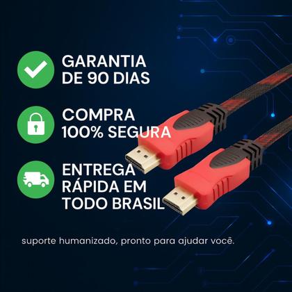 Imagem de Cabo Hdmi 3 Metros Full Hd 4k 1080p Tv Videogame Pc Monitor