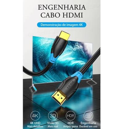Imagem de Cabo Hdmi Alta Velocidade 4k 60hz p/ Projetor Monitor TV 8m