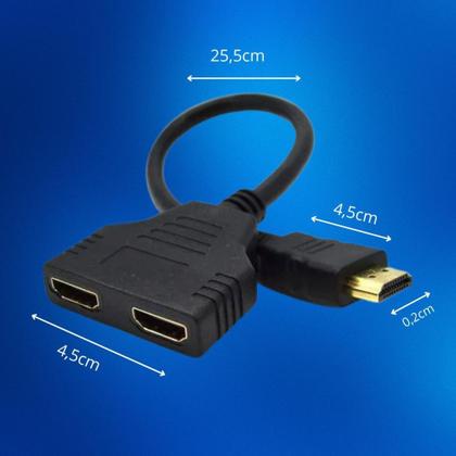 Imagem de Cabo HDMI Divisor Splitter 1 Macho para 2 Fêmea