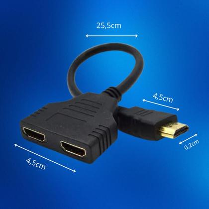 Imagem de Cabo Hdmi Divisor Splitter Duplicador Y 1 Macho Para 2 Fêmea