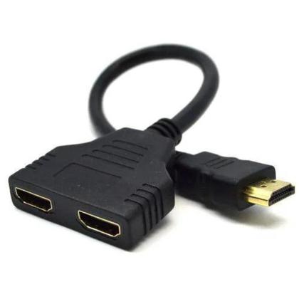Imagem de Cabo Hdmi Divisor Splitter Duplicador Y 1 Macho Para 2 Fêmea Telas Limpinha