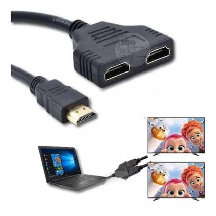 Imagem de Cabo Hdmi Divisor Splitter Duplicador Y 1 Macho Para 2 Fêmea Telas Limpinha