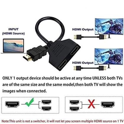 Imagem de Cabo HDMI Duplicador de Tela 1 Macho para 2 Fêmeas Espelha Imagem em 2 Telas - rhos