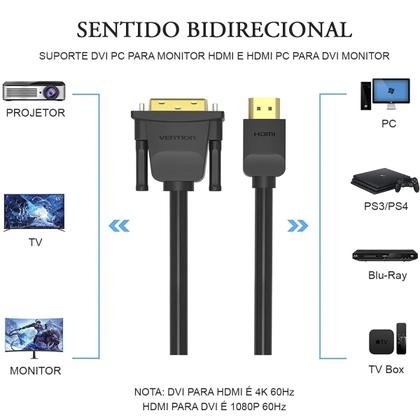 Imagem de Cabo Hdmi/dvi-d 3 Metros Reforçado Plug Banhado Ouro Vention