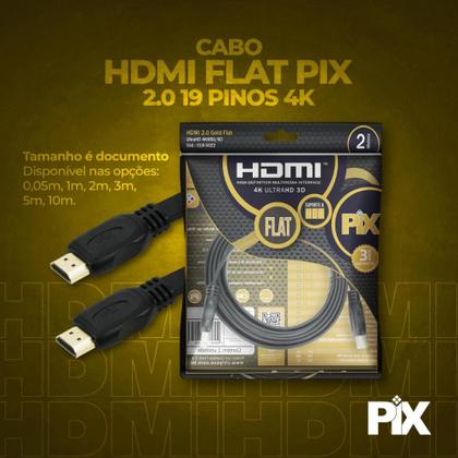 Imagem de Cabo Hdmi Flat Pix Gold 2.0 4k 19 Pinos 2 Metros