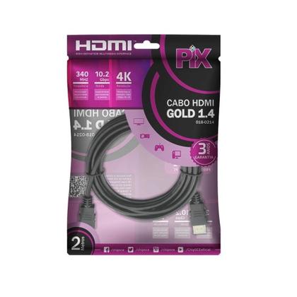 Imagem de Cabo hdmi gold 1.4 4k ultrahd com 2 metros pix chip sce