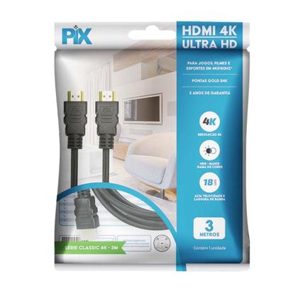 Imagem de Cabo HDMI PIX 3m 2.0 4K 19 Pinos 018-2223