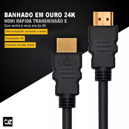 Imagem de Cabo Hdmi Premium Gold 4k 3d 3 Metros Full Hd Blindado 19 Pinos