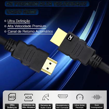 Imagem de Cabo Hdmi Premium Gold 4k 3d 3 Metros Full Hd Blindado 19 Pinos