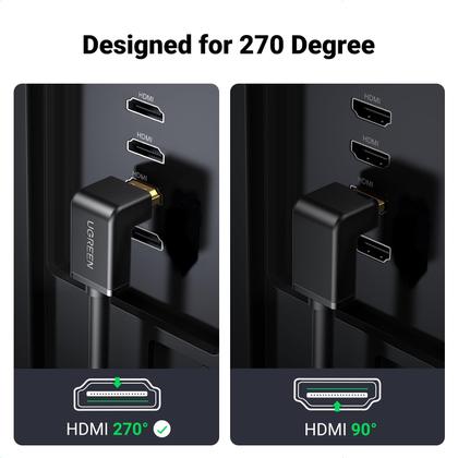 Imagem de Cabo HDMI UGREEN 4K de ângulo reto 270 graus HDMI 2.0 1m