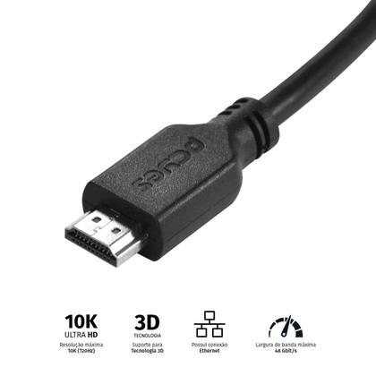 Imagem de Cabo HDMI ULTRA 2.1 28AWG Puro Cobre 8K 2 Metros - PHM21-2