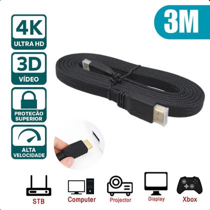 Imagem de Cabo HDMI Ultra Resistente Alta Velocidade 4K HDR 3 Metros Computador TV Filmes