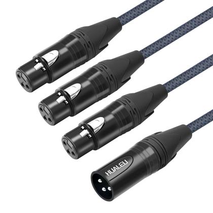 Imagem de Cabo HUALEU 1 macho XLR para 3 fêmeas XLR, divisor Y de 5 pés