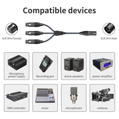 Imagem de Cabo HUALEU 1 macho XLR para 3 fêmeas XLR, divisor Y de 5 pés
