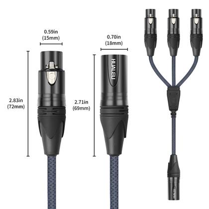 Imagem de Cabo HUALEU 1 macho XLR para 3 fêmeas XLR, divisor Y de 5 pés