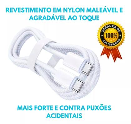 Imagem de Cabo Iphone USB-C Tipo C Turbo Reforçado 2 Metros Trançado CompatíveI Iphone 15 16 17 Todos Modelos