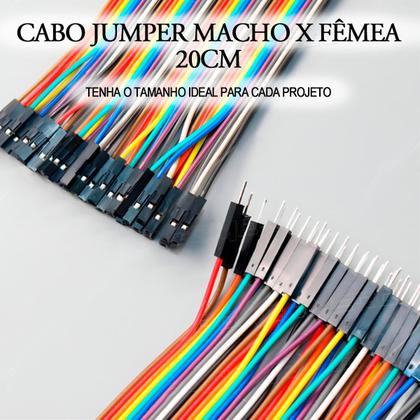 Imagem de Cabo Jumper 20cm Macho X Fêmea 40 Unidades P/ Protoboard