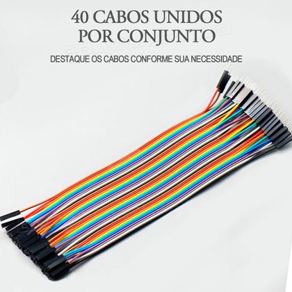 Imagem de Cabo Jumper 20cm Macho X Fêmea 40 Unidades P/ Protoboard