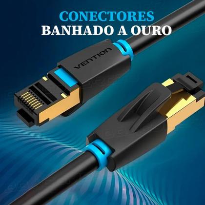 Imagem de Cabo Lan Giga Ethernet Cat 8 Deluxe Vention Cinco 10 Metros
