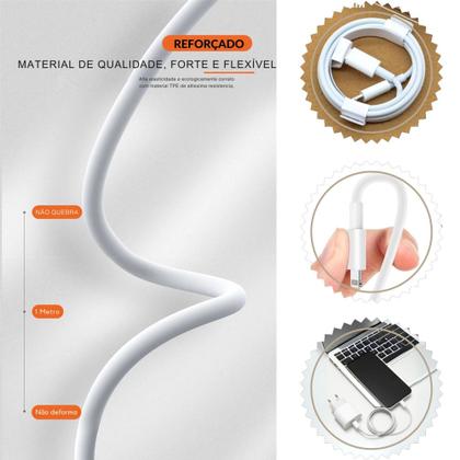 Imagem de Cabo Lightning 2m Compativel Para iPhone 14 13 12 11 X Cabo Carregador Reforçado Usb Tipo C MFI PD