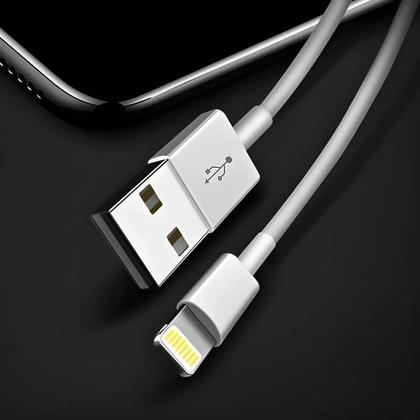 Imagem de Cabo Lightning Conector USB 01 Metro Carrega e Transfere Dados Alta Velocidade Proteção contra Sobre Carga e Aquecimento