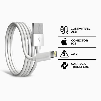 Imagem de Cabo Lightning de Dados e Carregamento Conector USB Branco