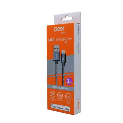 Imagem de Cabo lightning para usb carga e dados nylon 1,5mt ce101 oex