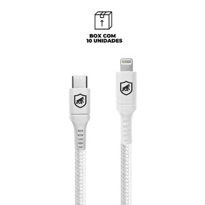 Imagem de Cabo Lightning / Tipo C - Survivor - Branco - 1,5M  no Atacado - Caixa Fechada 10 Unidades - Gshield