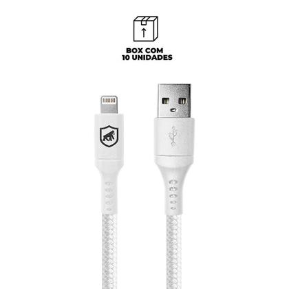 Imagem de Cabo Lightning / USB-A - Survivor - Branco - 1,5M  no Atacado - Caixa Fechada 10 Unidades - Gshield
