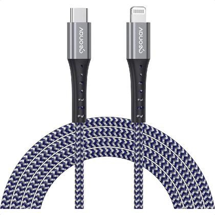 Imagem de Cabo Lightning USB-C 1,5m Nylon Trançado Cinza MFi Iphone