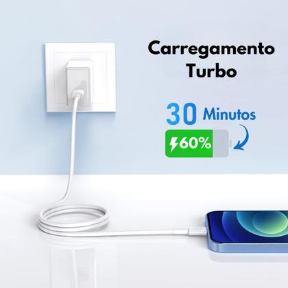 Imagem de Cabo Lightning USB-C para iPhone 7 a 14 PRO Ipad Ipod Resistente e Durável 20 Watts Carregamento Rápido