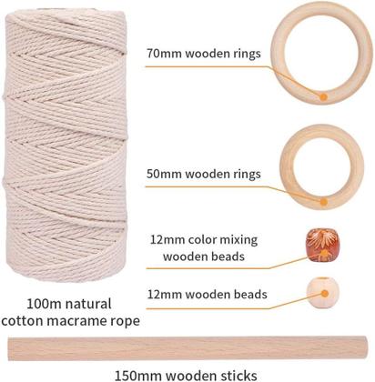 Imagem de Cabo macrame, 3mm x 100m naturalmente macrame corda handmade twi