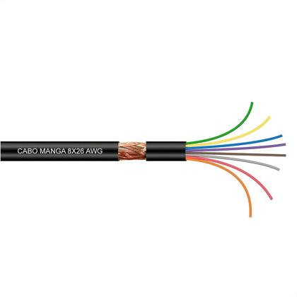 Imagem de Cabo Manga 8X26 Awg - Com Blindagem Preto - 2 Metros