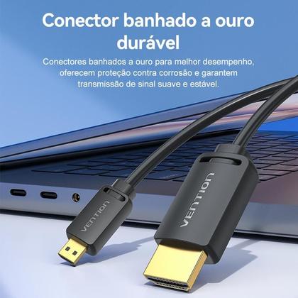 Imagem de Cabo Micro HDMI x HDMI Vention Câmeras Notebook Monitor 1,5m