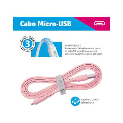 Imagem de Cabo Micro USB I2GO Flexível Basic Flat Rosa 1,2m