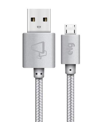 Imagem de CABO MICRO USB REFORÇADO NYLON ELG 12W 2.1A Prata