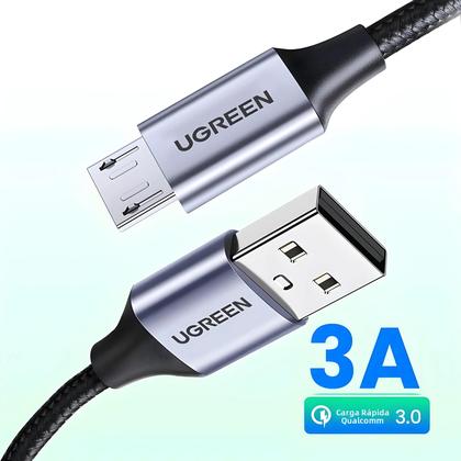 Imagem de Cabo Micro USB Ugreen De Carregamento Rápido 3A Nylon USB Tipo C Para Celular Samsung Xiaomi HTC