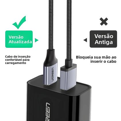 Imagem de Cabo Micro USB Ugreen De Carregamento Rápido 3A Nylon USB Tipo C Para Celular Samsung Xiaomi HTC