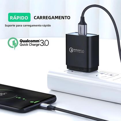 Imagem de Cabo Micro USB Ugreen De Carregamento Rápido 3A Nylon USB Tipo C Para Celular Samsung Xiaomi HTC