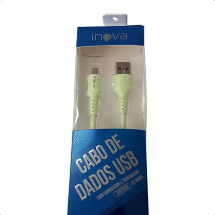 Imagem de Cabo Micro USB V8 2 Metros 2.4A Emborrachado Inova Verde