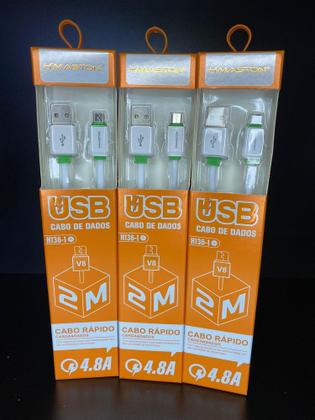 Imagem de Cabo micro usb v8 4,8A Reforçado 2 Metros - H    Maston