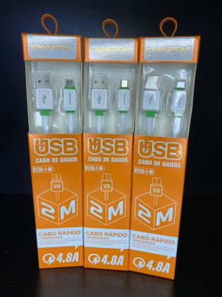 Imagem de Cabo micro usb v8 4,8A Reforçado 2 Metros - H    Maston